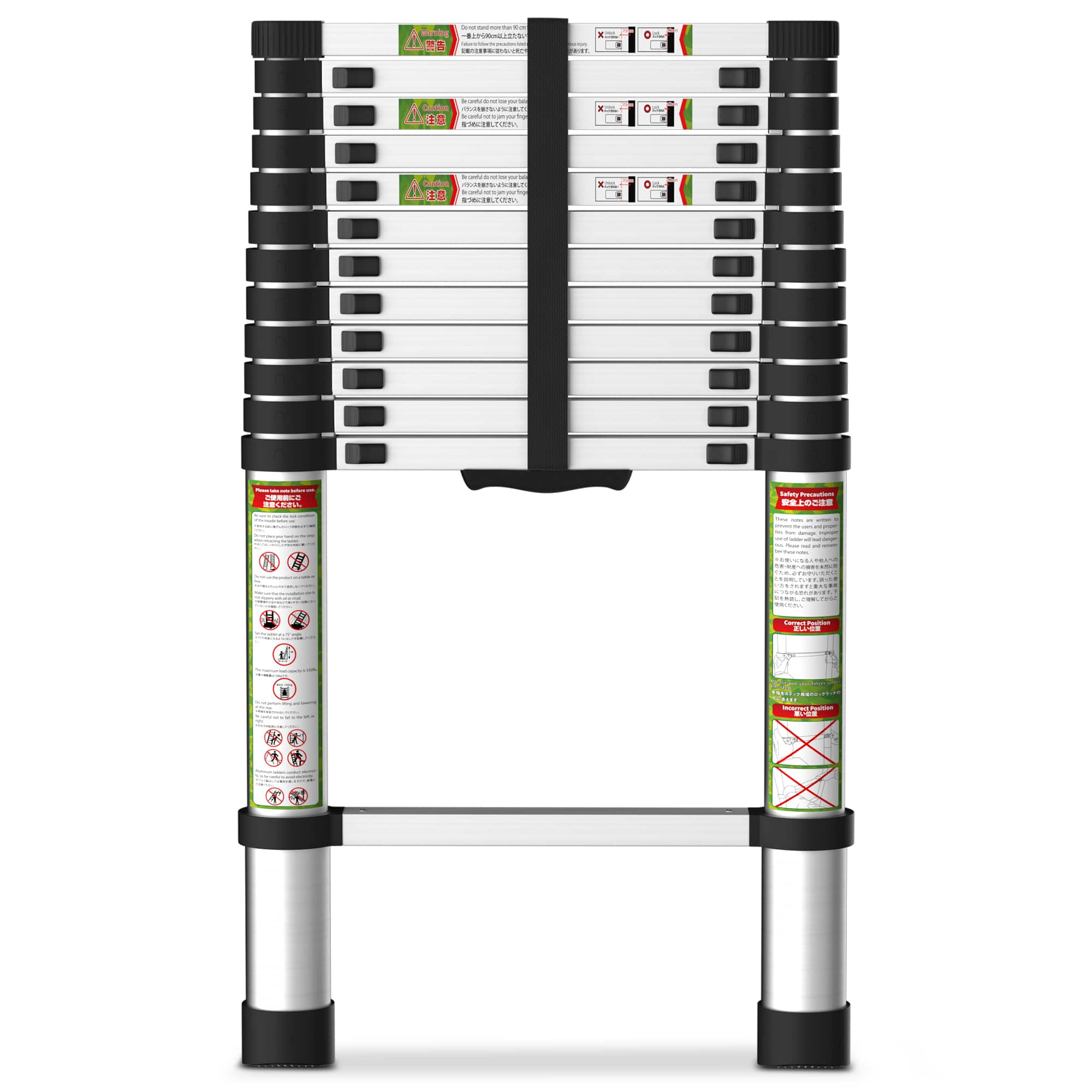 Brick Attic - 12.5FT Aluminum Telescoping Ladder with Non-Slip Feet, Portable Extension Ladder for Outdoor Working, 330lb Capacity - Silver