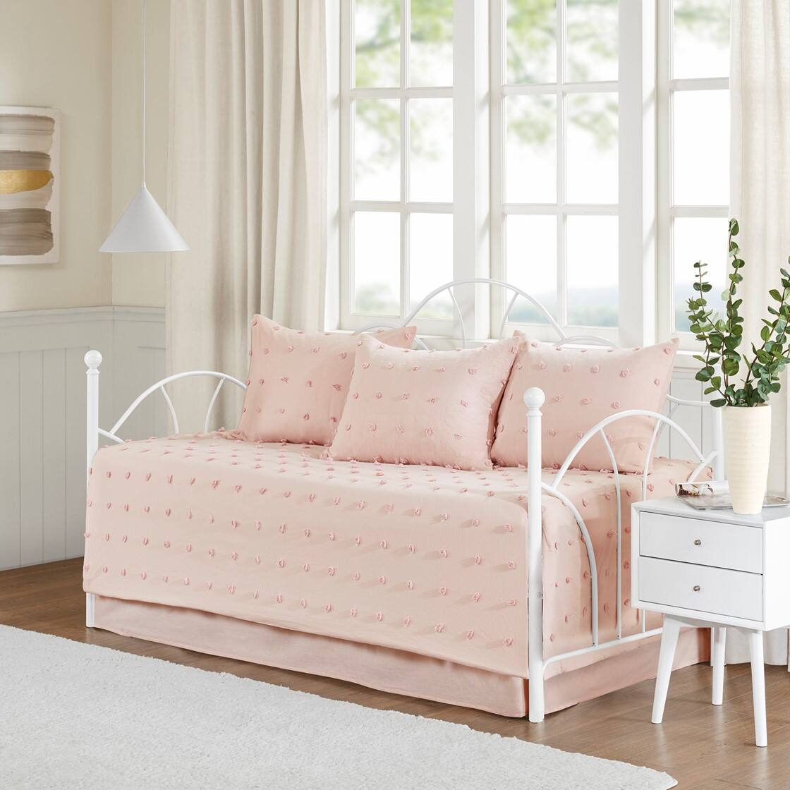 Alt View 3. Gracie Mills - Gracie Mills Mikel Elegance Defined Cotton Jacquard Comforter Set with Euro Shams and Throw Pillows - Pink.