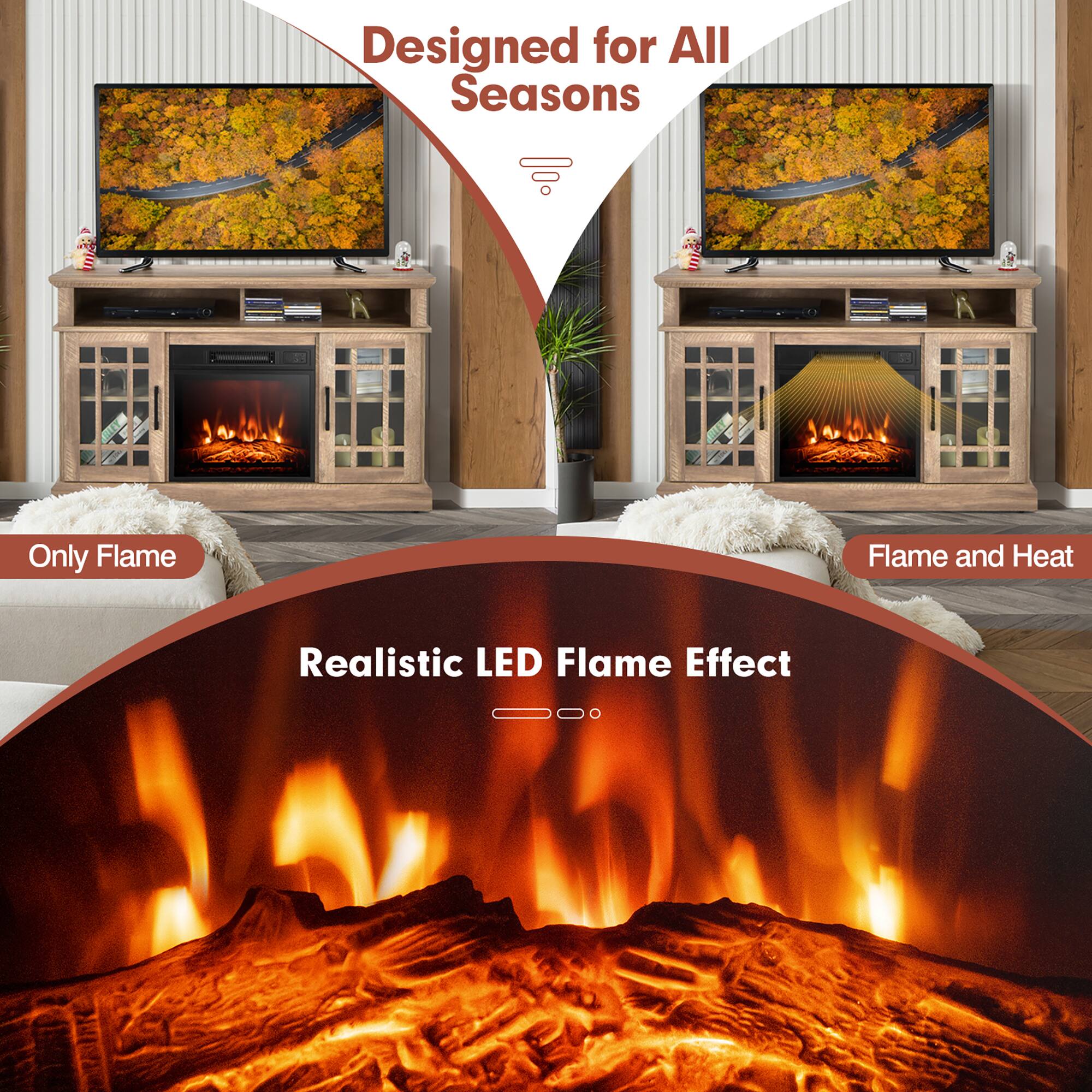 Designed for All Seasons

Only Flame

Flame and Heat

Realistic LED Flame Effect