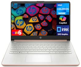 HP - 14 Laptop 14.0 HD Display (Intel Celeron N4500, 32GB DDR4, 1TB PCIe SSD, Intel UHD, WiFi 6, Webcam, Win 11 Pro) - Pale Rose Gold Natural Silver