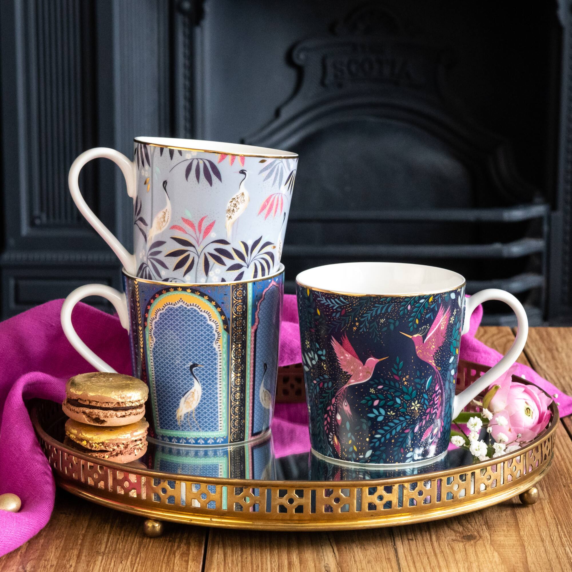 Alt View 3. Portmeirion - Sara Miller India Mug 12Oz. - Hummingbird Blue - Blue.