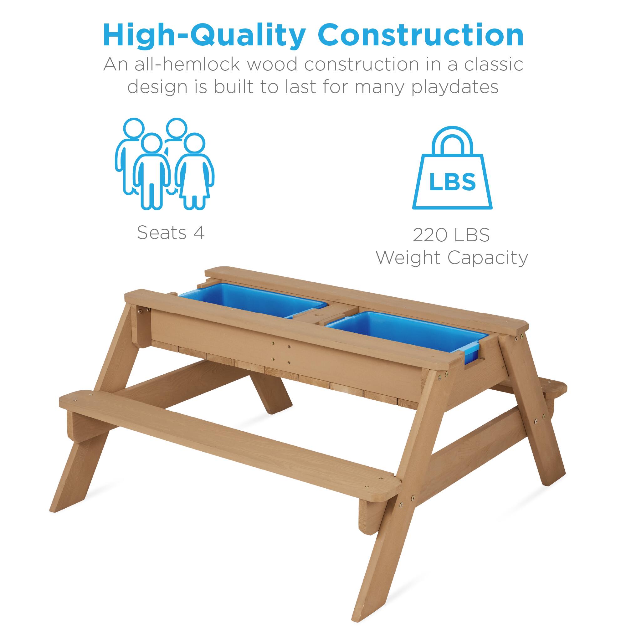 High-Quality Construction  
An all-hemlock wood construction in a classic design is built to last for many playdates  

Seats 4  

220 LBS Weight Capacity