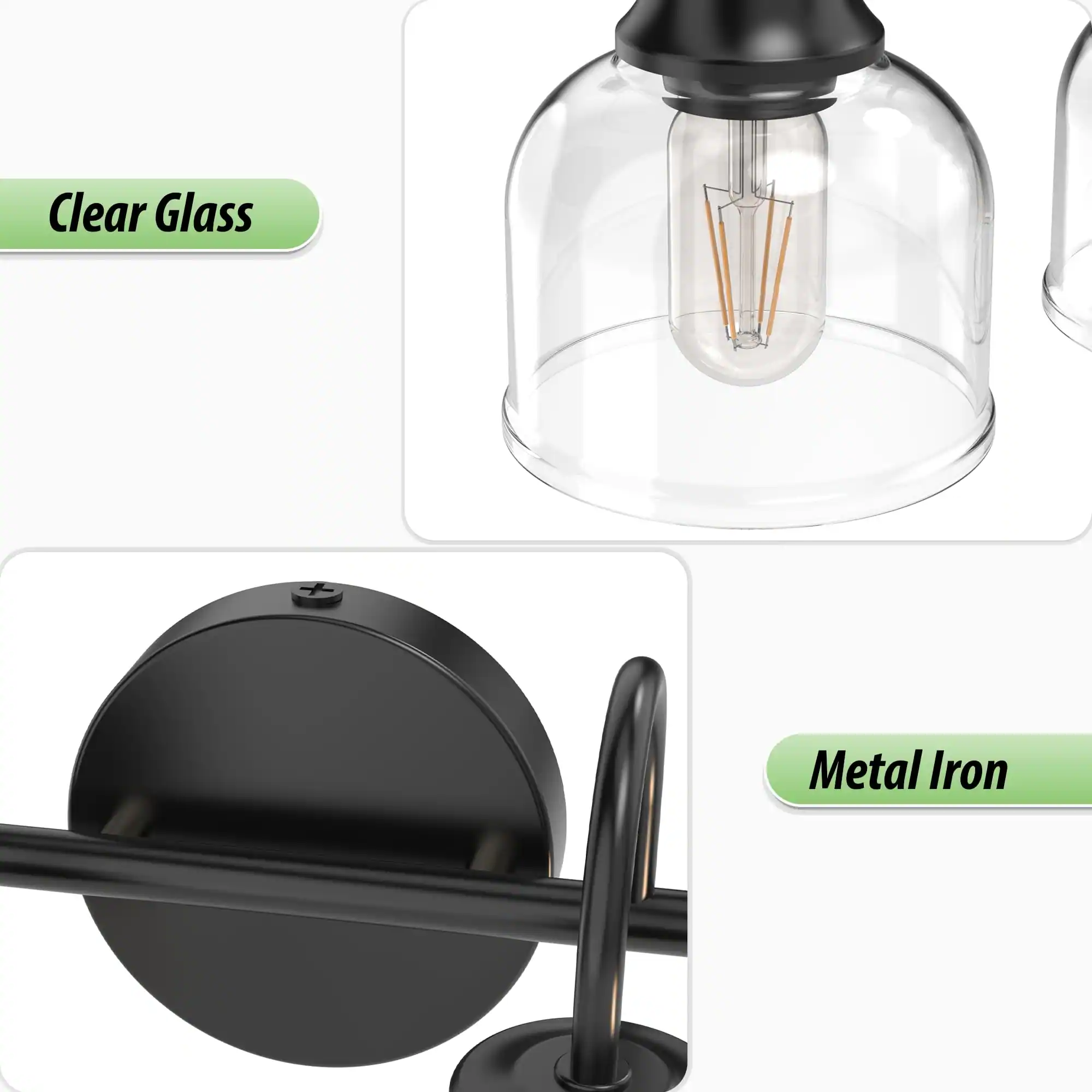 Clear Glass  
Metal Iron