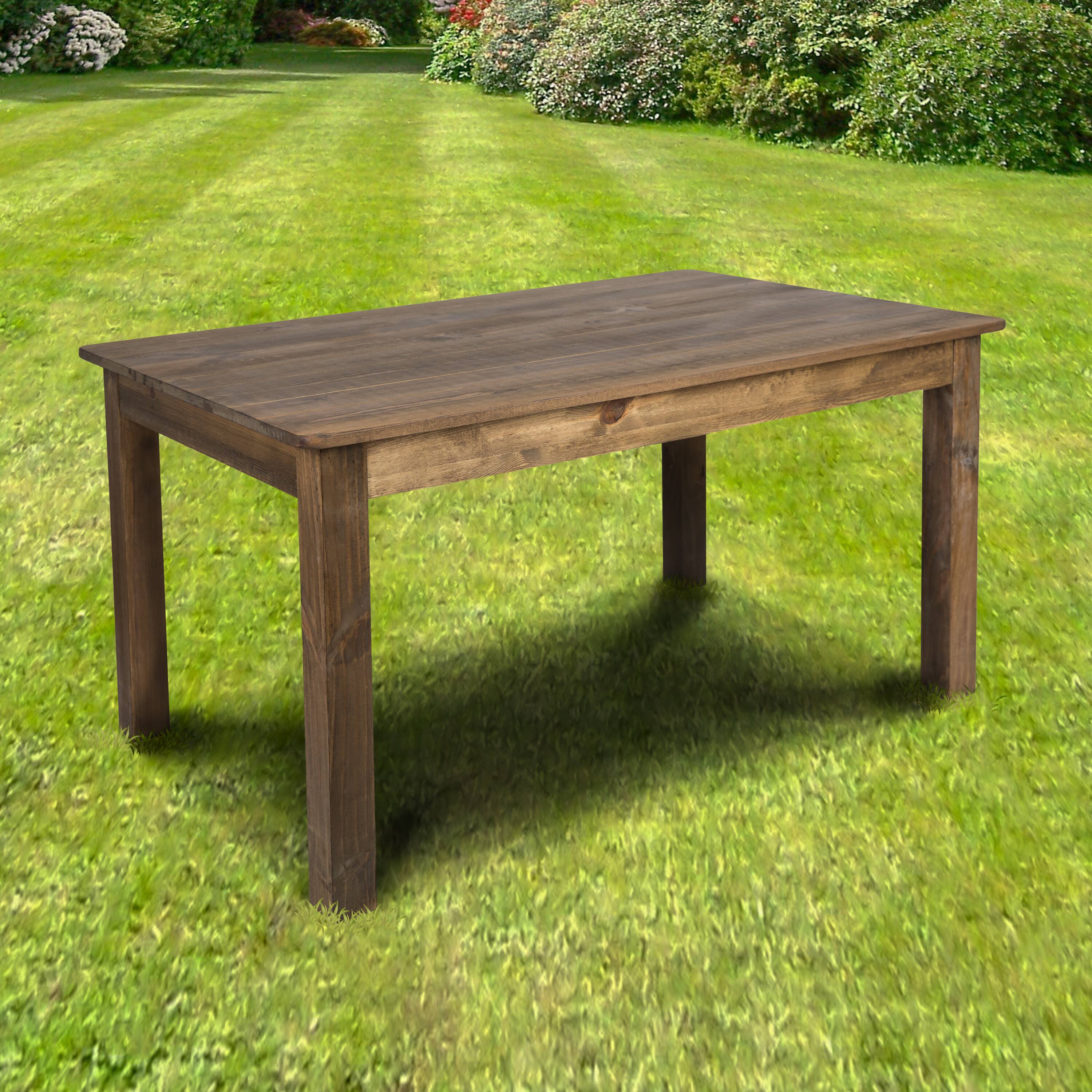 Alt View 12. Alamont Home - Hercules 60" x 38" Rectangular Antique Rustic Solid Pine Farm Dining Table - Antique Rustic.