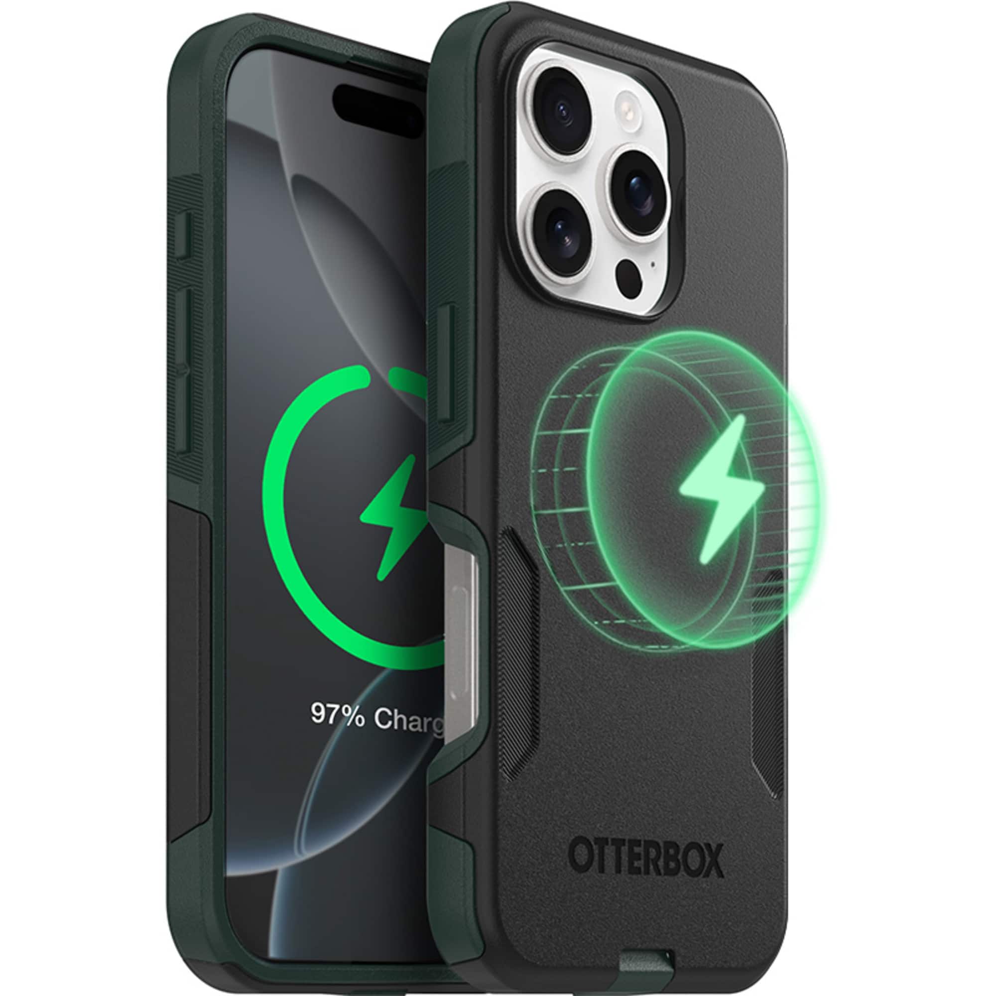 OtterBox - Commuter Series Hard Shell for MagSafe for Apple iPhone 16 Pro - Forest Night (Black/Green)
