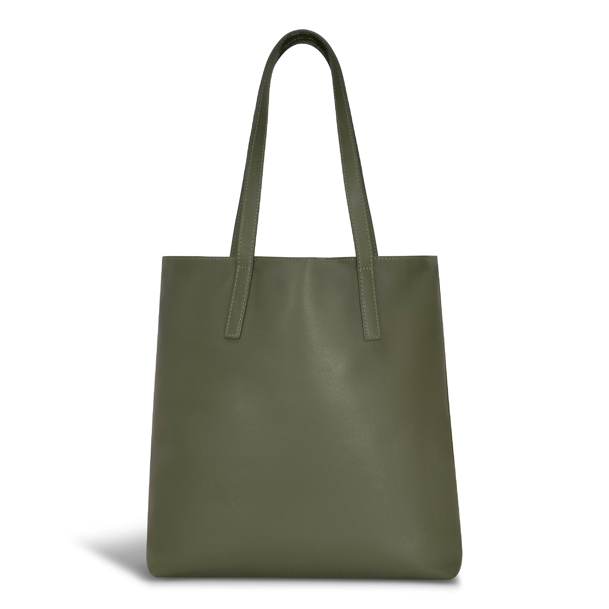 Alt View 1. Champs - Onyx Collection Leather Vertical Tote - Khaki.