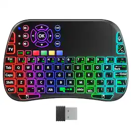 Fosmon - Mini Keyboard with Touchpad, Small Wireless Keyboard Portable Mini Bluetooth Keyboard, Rechargeable QWERTY RGB Backlit - Black