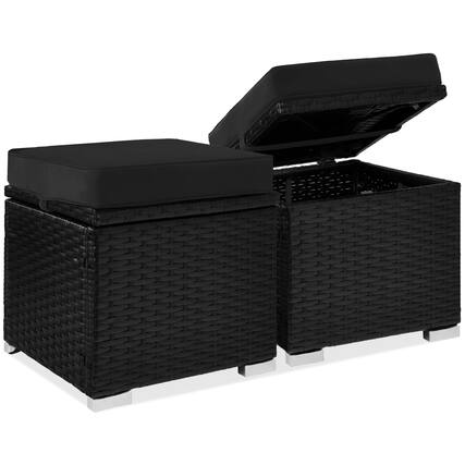 Front. Best Choice Products - Best Choice Products Set of 2 Wicker Ottomans, Multipurpose Furniture w/ Removable Cushions - Black/Black - Black/Black.