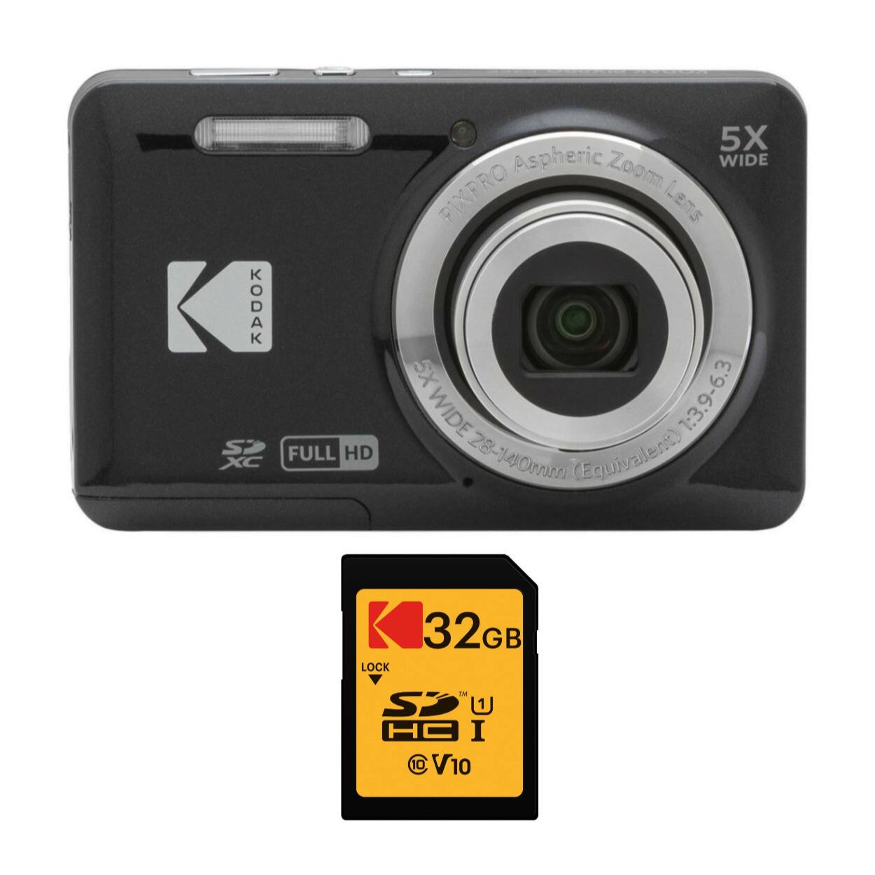 Kodak - PIXPRO Friendly Zoom FZ55 Digital Camera with 32GB Memory Card - Black