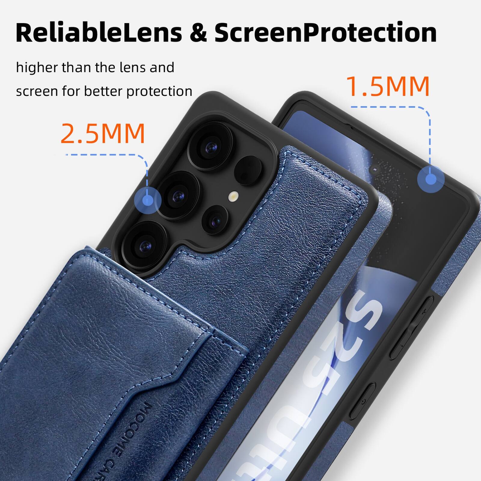 ReliableLens & ScreenProtection  
higher than the lens and screen for better protection  

2.5MM  
1.5MM  

MOCOME CAR S25