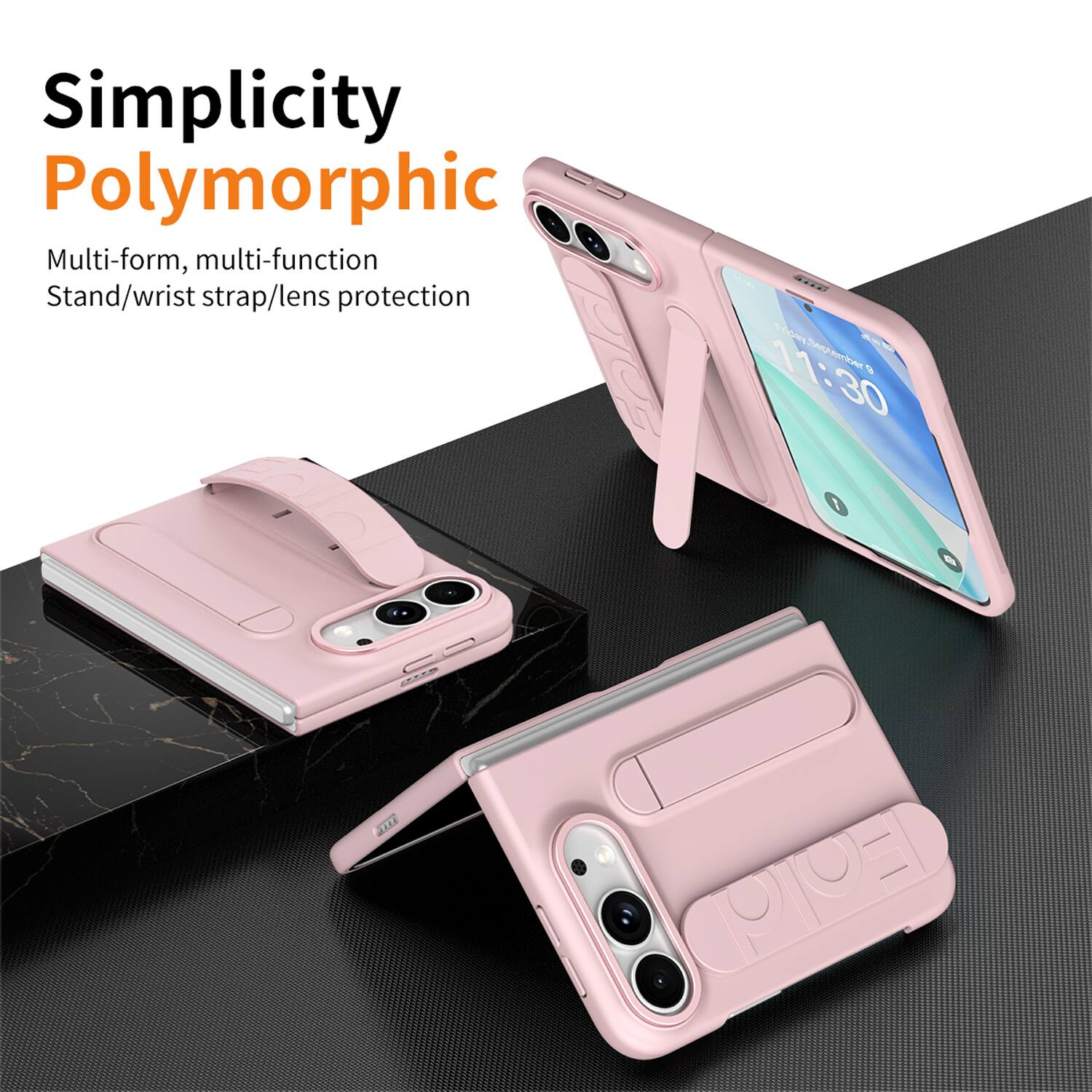 Simplicity Polymorphic  
Multi-form, multi-function  
Stand/wrist strap/lens protection  

11:30  
Today September 6