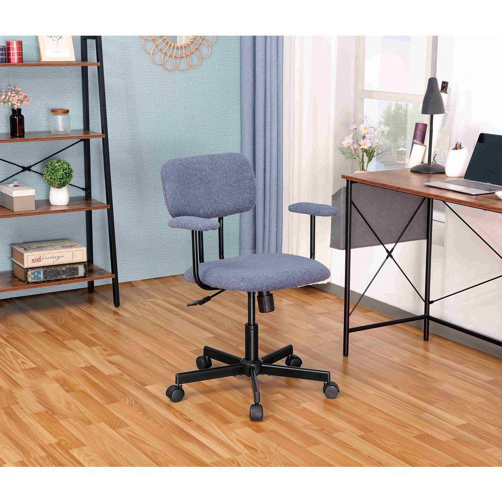 Alt View 4. JJS - Low Back Velvet Office Computer Chair With Armrest - Blue.