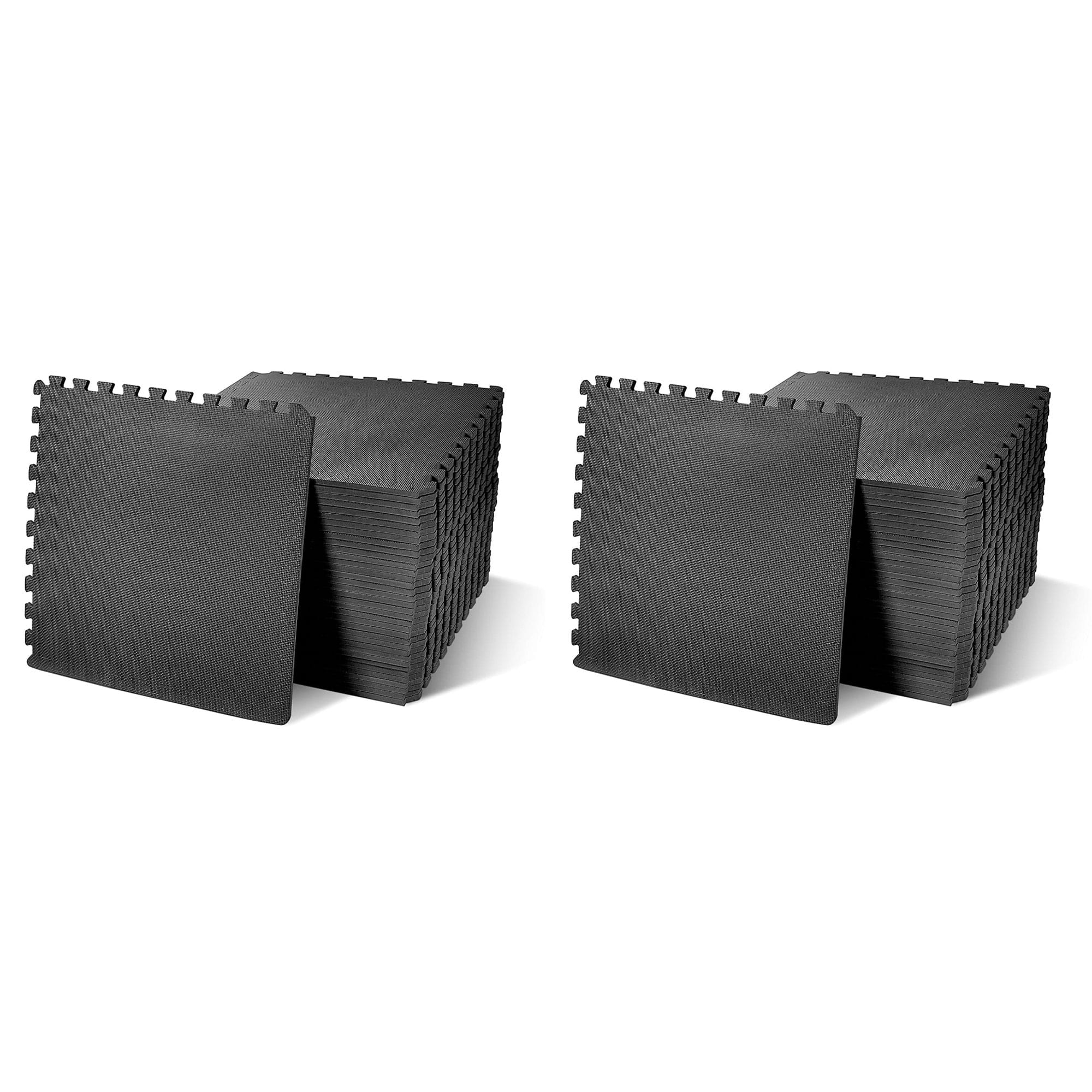 BalanceFrom Fitness - 144 Square Foot EVA Foam Exercise Mat Tiles, (2 Pack) - Black