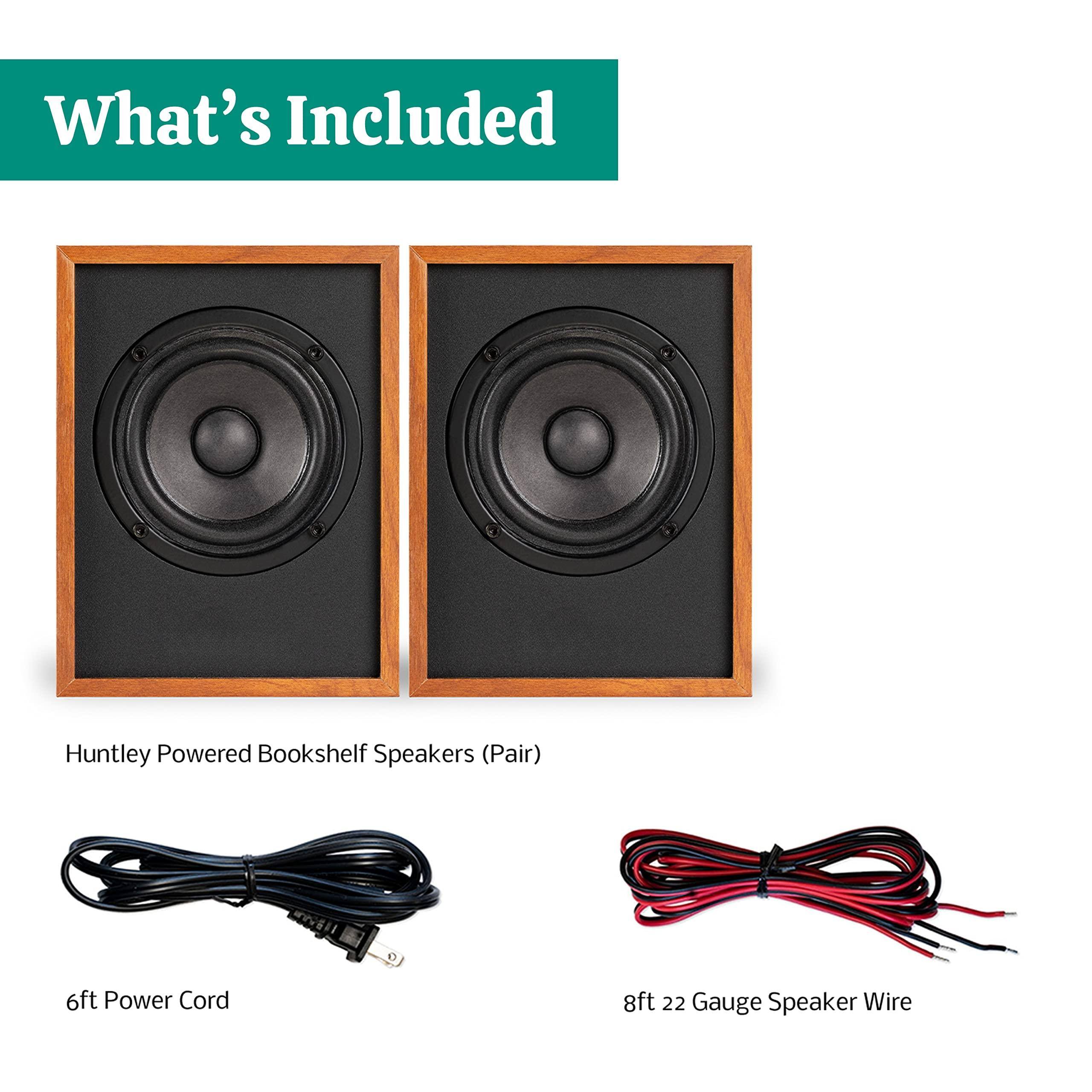 What's Included

- Huntley Powered Bookshelf Speakers (Pair)
- 6ft Power Cord
- 8ft 22 Gauge Speaker Wire