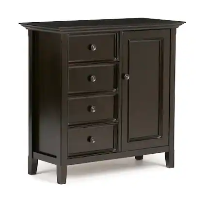 Front. Simpli Home - Amherst Medium Storage Cabinet - Hickory Brown.