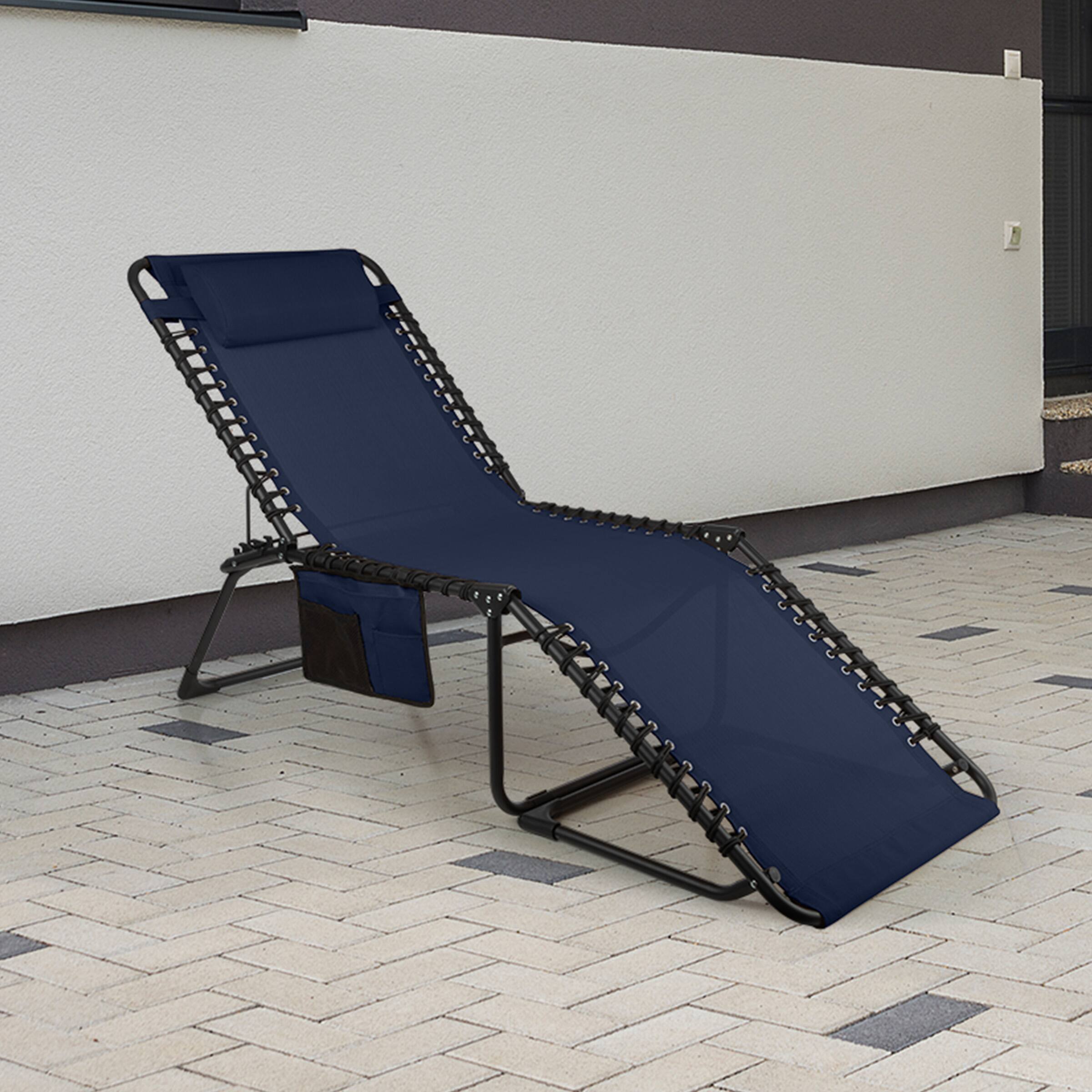 Alt View 5. Lavish Home - 3 Position Outdoor Lounge Chair - Navy Blue.