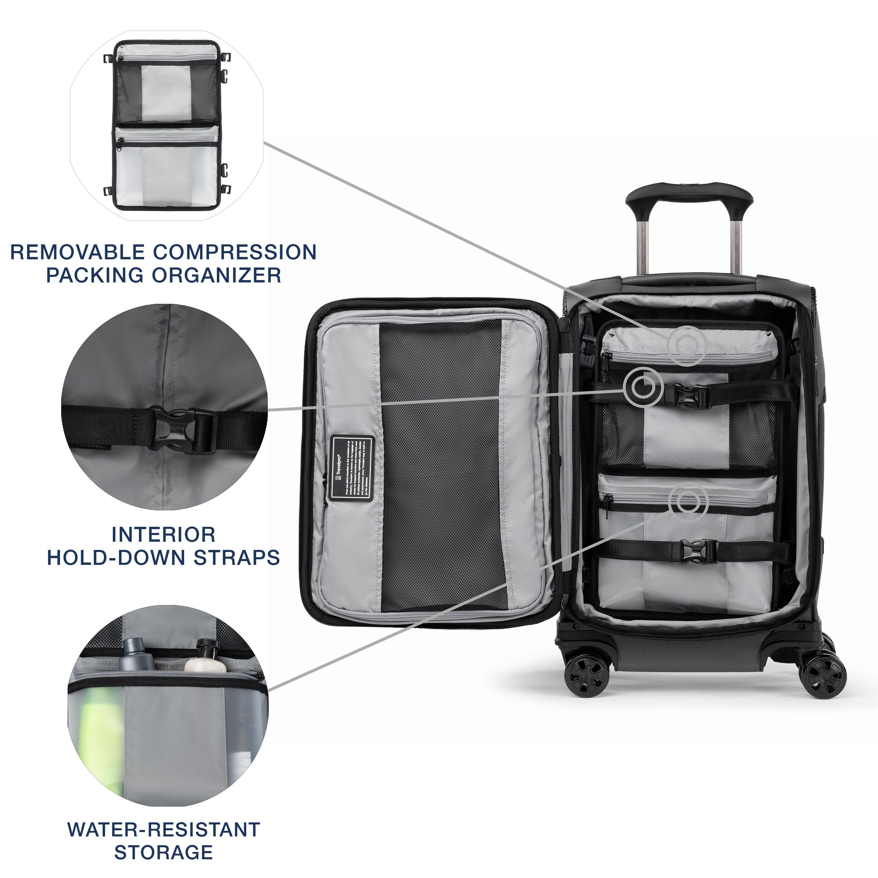 E C L C  
REMOVABLE COMPRESSION PACKING ORGANIZER  
INTERIOR HOLD-DOWN STRAPS  
WATER-RESISTANT STORAGE