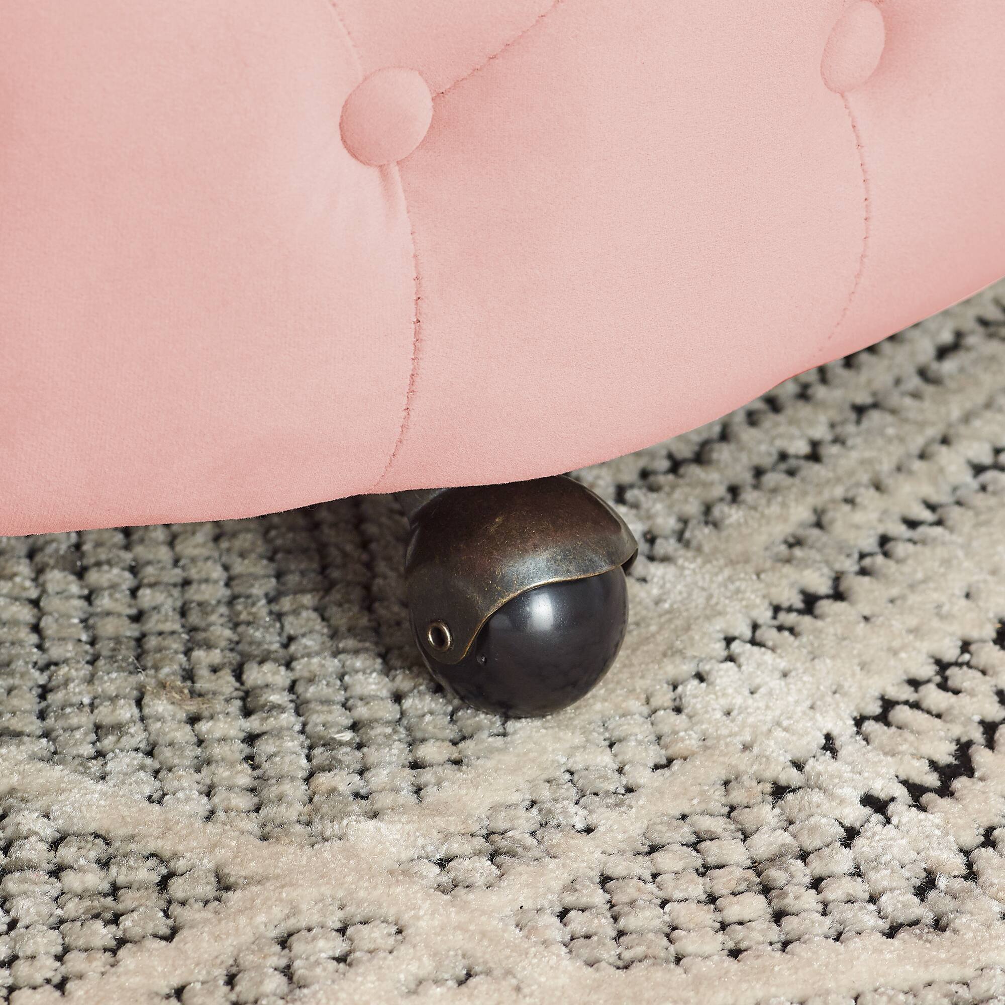 Alt View 2. Trinkets Crazed - Velvet Upholstered Swivel Chair for Living Room, with Button Tufted Design and Movable Wheels, Including 3 Pillows - Pink.