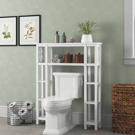 Hivvago - Over the Toilet Bathroom Shelving Unit with 9-Shelves Wood Finish - White