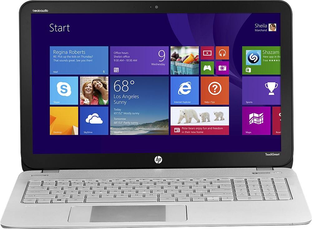 Front. HP - Geek Squad Certified Refurbished 15.6" Touch-Screen Laptop - AMD A10-Series - 6GB Memory - 750GB HDD - Silver.