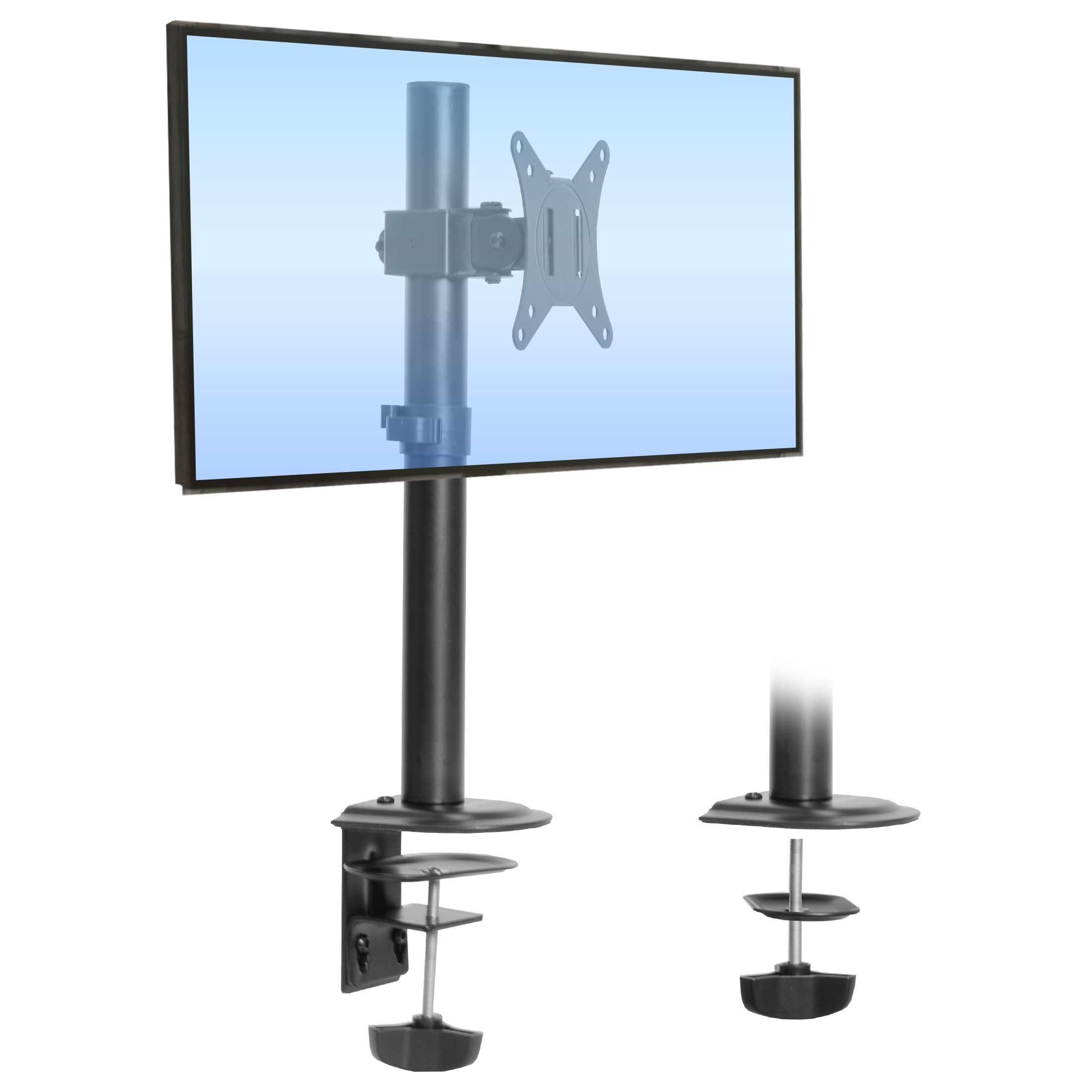 Front. Mount-It! - Premium Single Monitor Desk Mount with Full Motion Arm – Fits 17"–32" Screens, Clamp or Grommet Base - Black.
