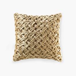 Gracie Mills - Claud Vintage Ruched Velvet Square Decor Pillow - Gold