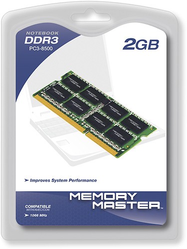  Memory Master - 2GB PC3-8500 DDR3 SoDIMM Laptop Memory