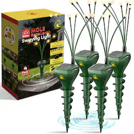 Yardgrace - 8 Pack Solar Ultrasonic Mole Repellent Swaying Lights IP65 Waterproof Yard Pest Control Groundhog Vole Chipmunk - Green