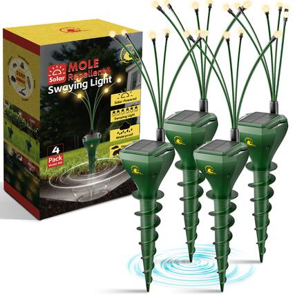 MOLE Solar Repellent & Swaying Light
4 Pack
Solar-Powered
Swaying Light
Waterproof