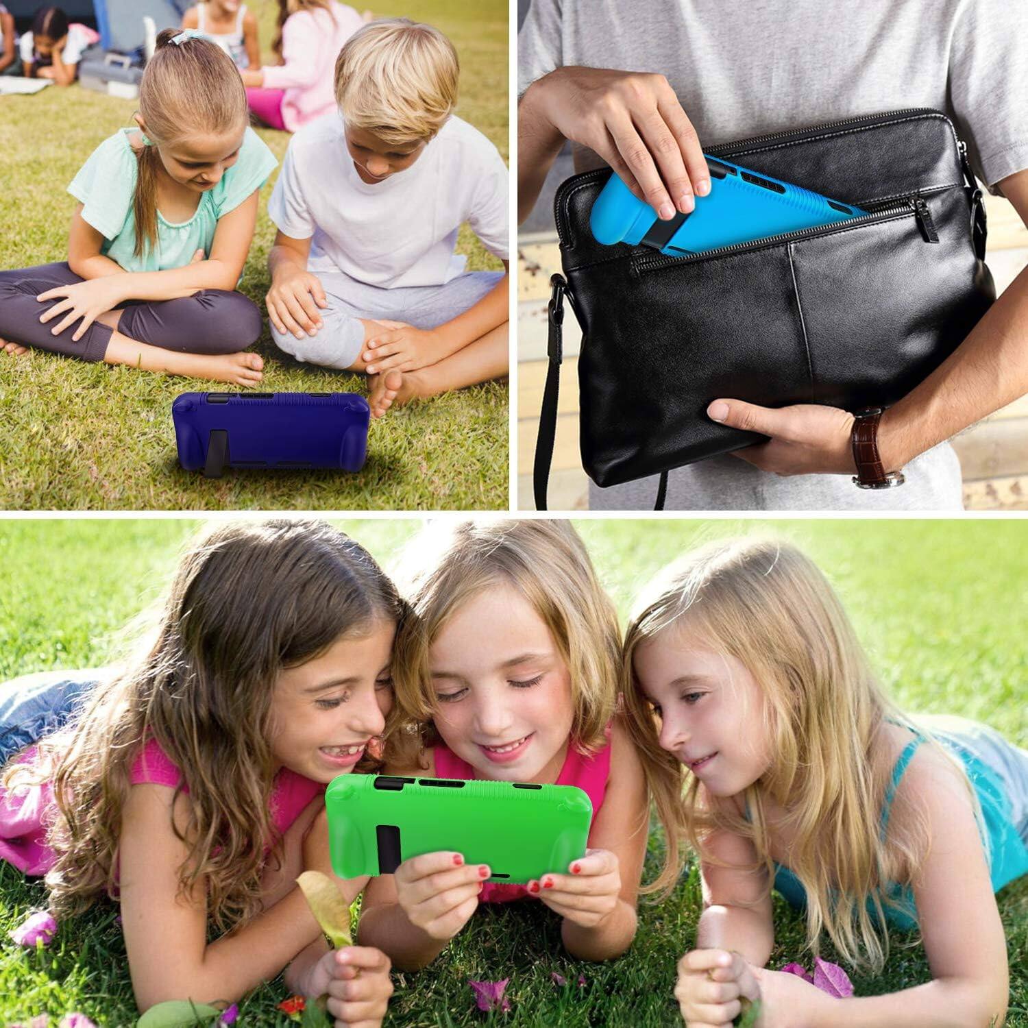 Alt View 3. Fintie - Soft Silicone Protective Case for Nintendo Switch 2017, Ergonomic Grip Design, Anti-Scratch & Shock-Absorption Grip Case - Green.