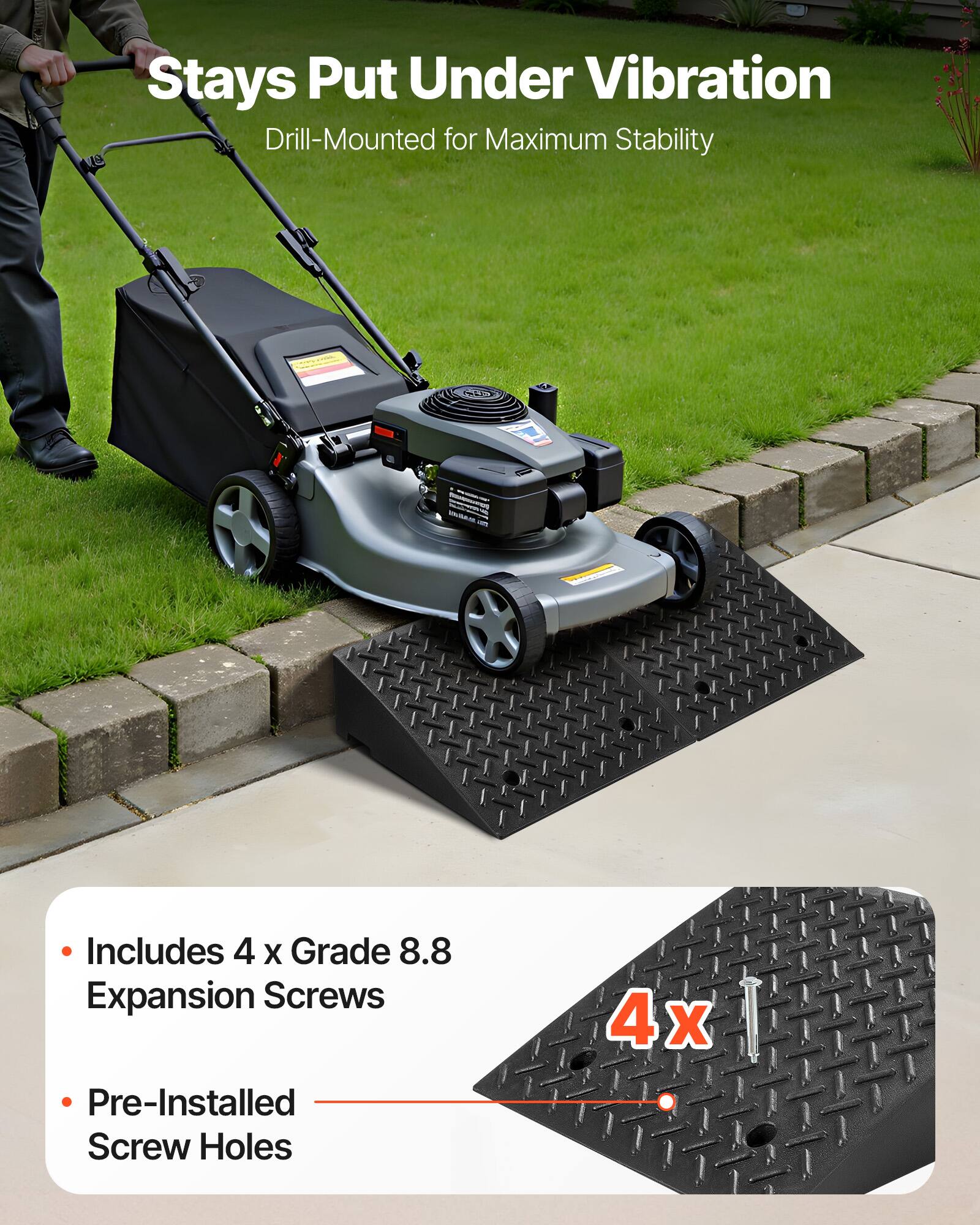 Stays Put Under Vibration  
Drill-Mounted for Maximum Stability  

Includes 4 x Grade 8.8 Expansion Screws  
Pre-Installed Screw Holes