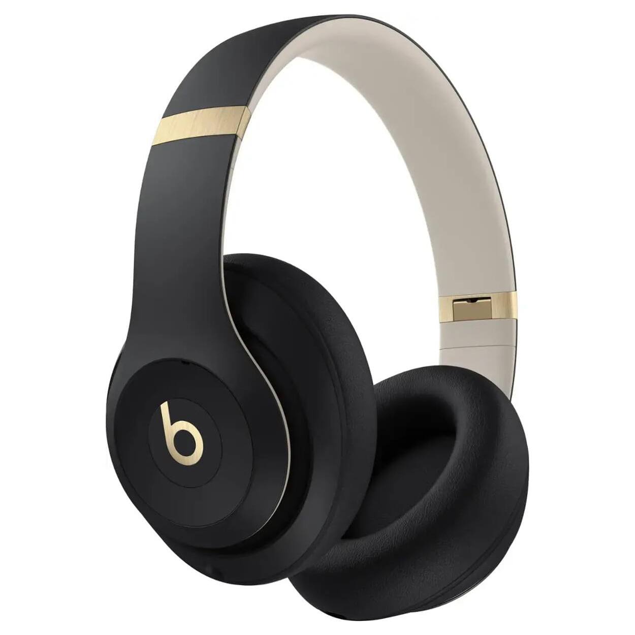 Left. Apple - Beats Studio Pro Bluetooth Wireless Noise Cancellation Headphones with MightySkins Customization Code - Black and Gold - Black & Gold.