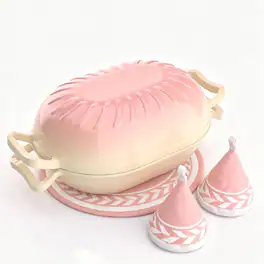 Winado - 5QT Candy Shaped Enameled Cast Iron Oval Dutch Oven with Lid, Heat-Resistant Gloves, Pot Mat for Baking Bread, Roasting - Rose Pink