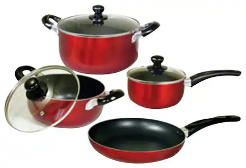 Angle. Better Chef - 7-Piece Cookware Set - Red.