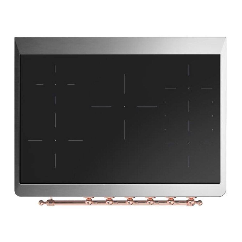 Alt View 6. ILVE - ILVE Majestic II 36 inch Induction Range with 5 Elements (White, Copper Trim) - White.