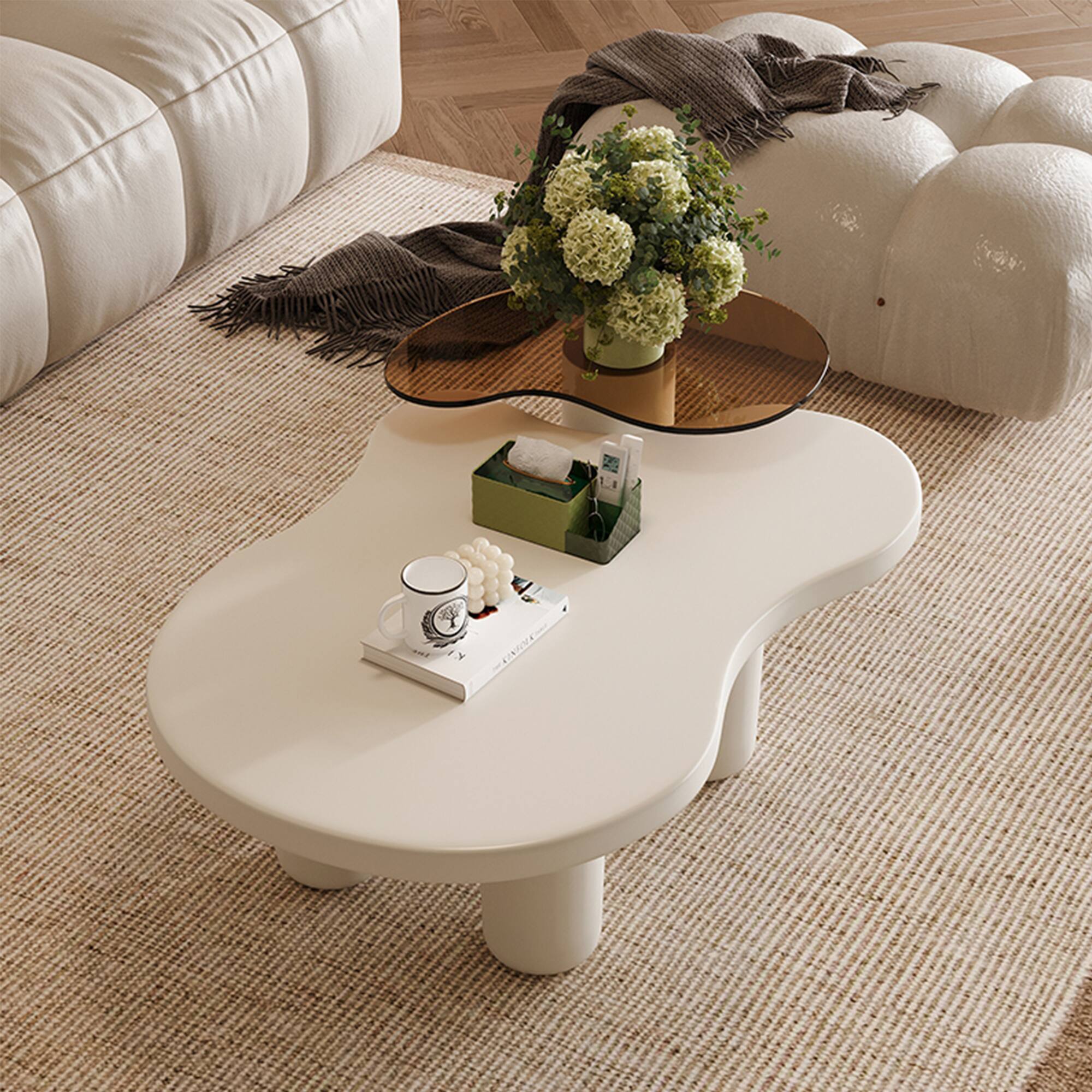 Alt View 1. APRILSOUL - Modern Oval Coffee Table Living Room Marble Pattern Sintered Stone Top Gold Stainless Steel Base - Brown.