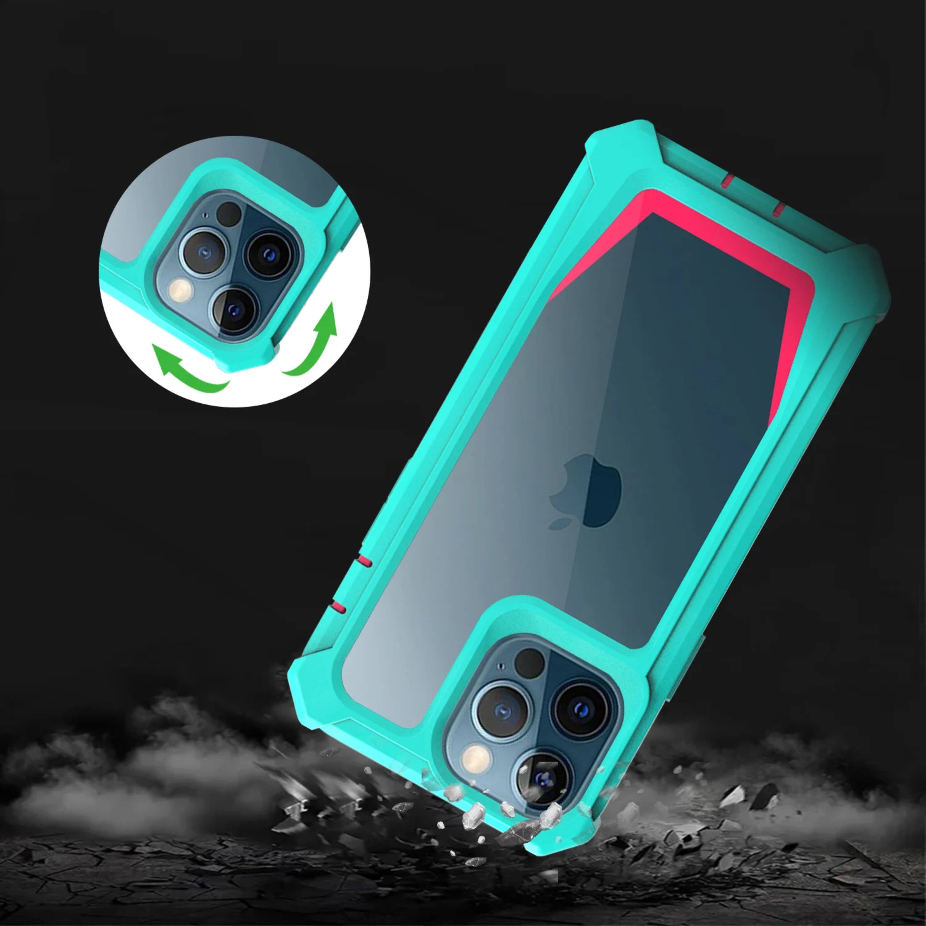 Left. Kitcheniva - Shockproof Two Toned Rugged Phone Case For iPhone 14 Pro - Multicolor.