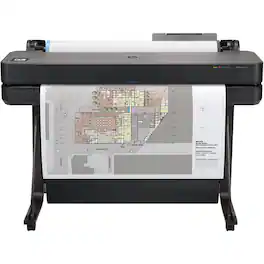 HP - DesignJet T630 Large Format 36-inch Plotter Printer w Auto Sheet Feeder, Media Bin, & Stand