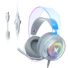 VEAT00L - Pro USB Gaming Headset for PC, Computer Headphones with Noise-Cancelling Mic, 7.1 Surround Sound, RGB Light