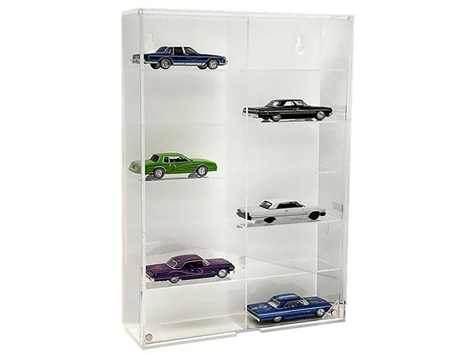Alt View 1. Mijo Exclusives - Showcase 12 Car Display Case Wall Mount with White Back Panel "Mijo Exclusives" for 1/64 Scale Models.