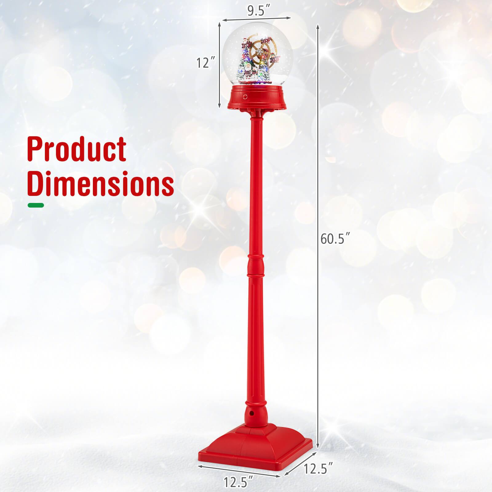 Product Dimensions  
- Height: 60.5"  
- Diameter of base: 12.5"  
- Diameter of globe: 12"  
- Height of globe: 9.5"