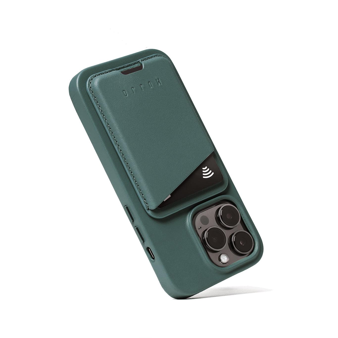 Alt View 6. Mujjo - Full Leather MagSafe Wallet for iPhone - Livid Green.