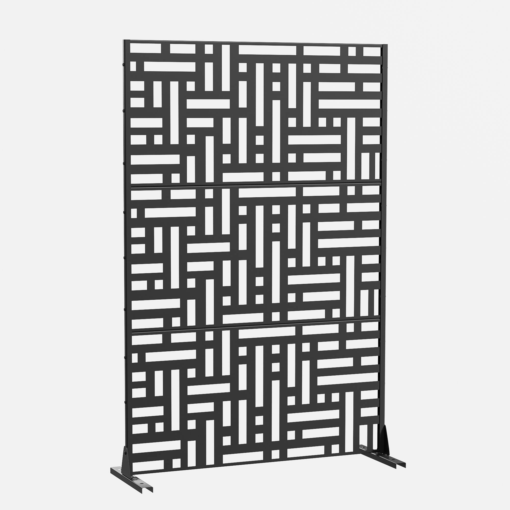 Angle. PexFix - 72 in. x 47 in. Helen Pattern Metal Outdoor Privacy Screen & Panels, Freestanding Garden Divider Fence - Black.