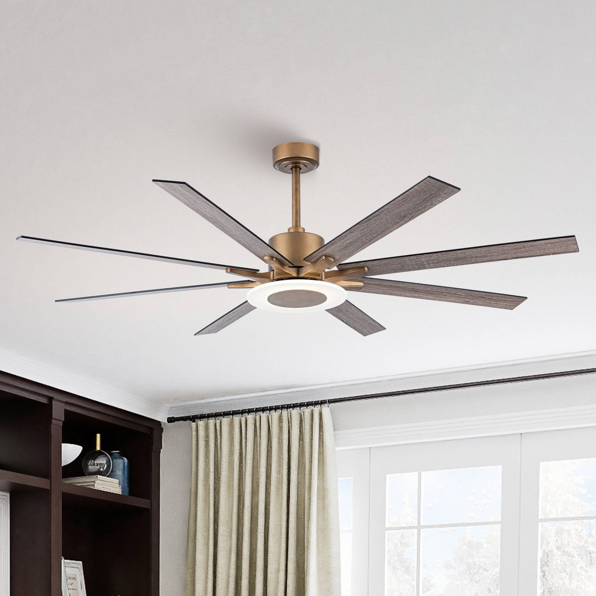 Parrot Uncle - 65" Indoor Ceiling Fan with Remote and Reversible DC Motor - Antique Gold
