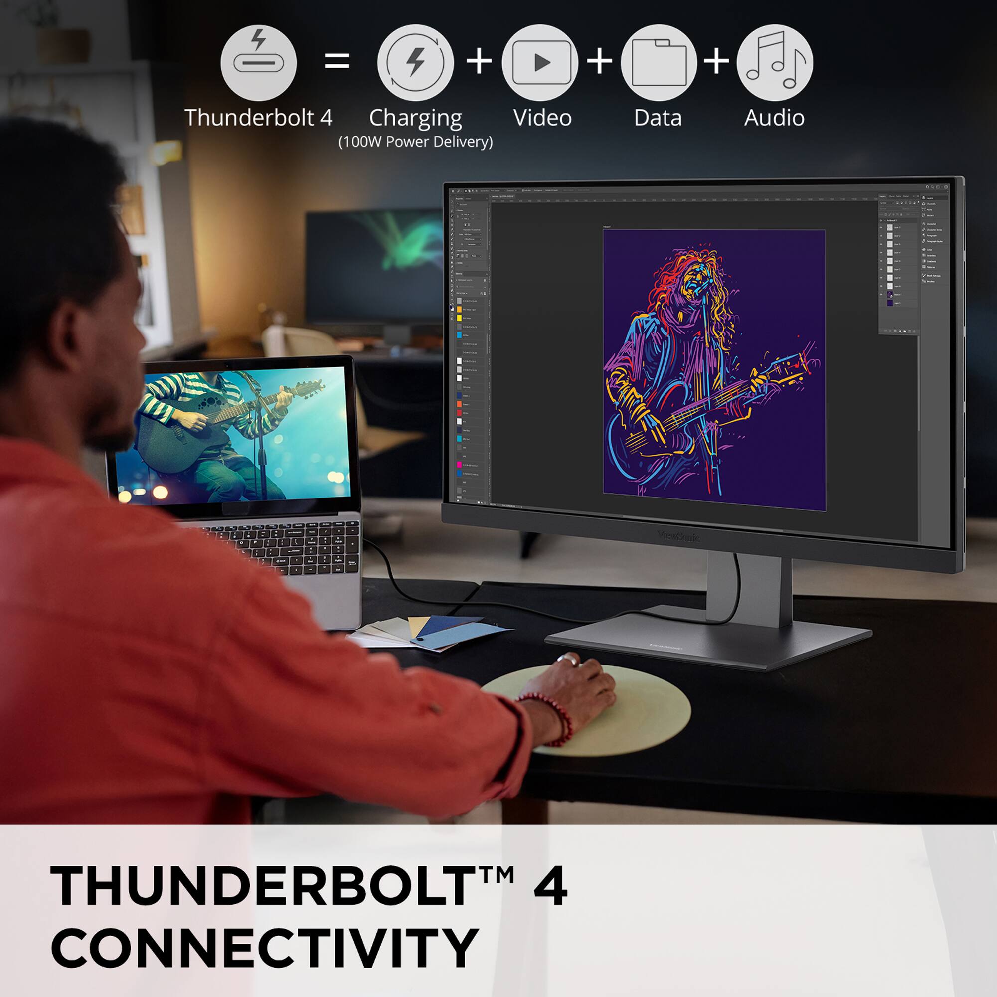 Thunderbolt 4 Connectivity = + + + Charging Video (100W Power Delivery) Data Audio