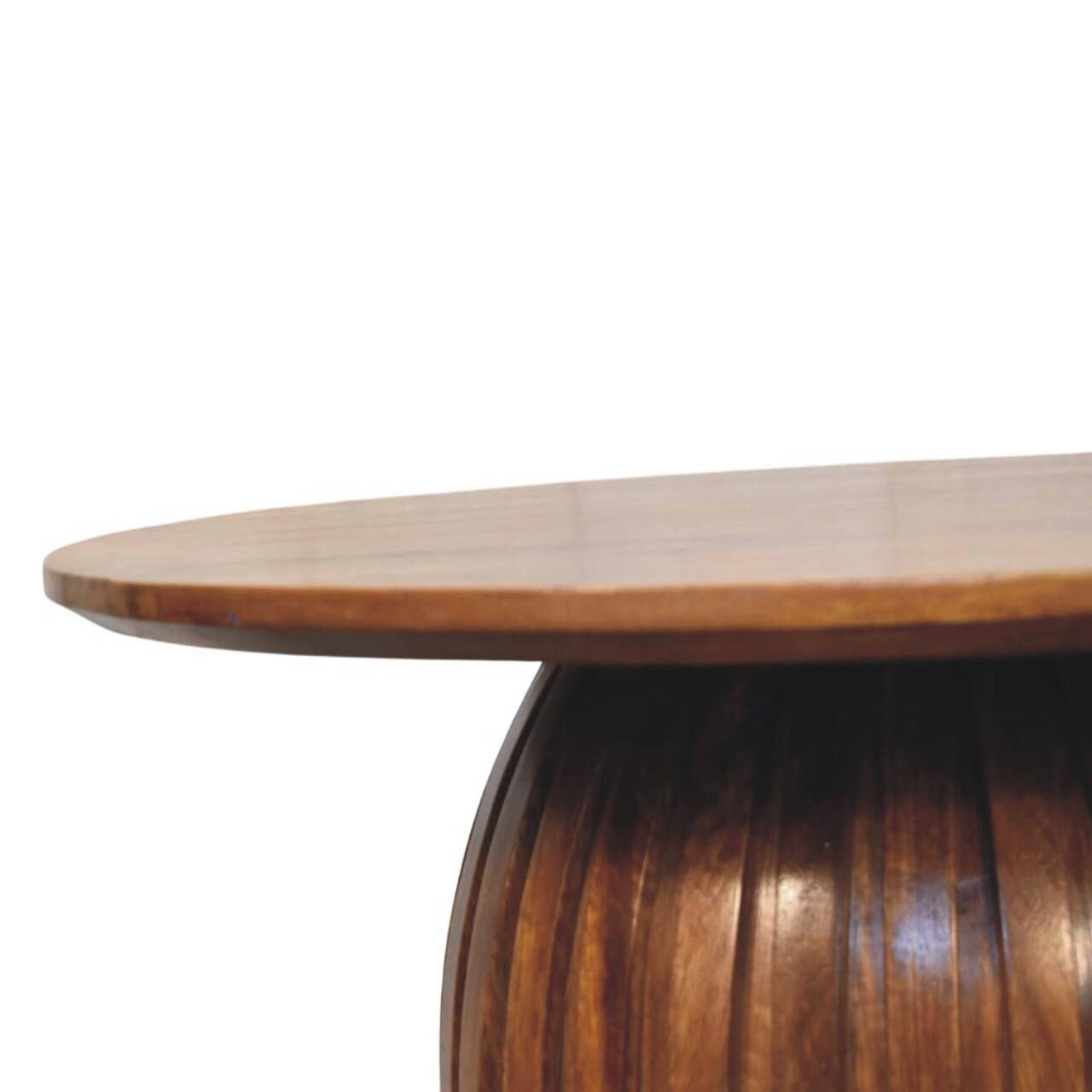 Left. Artisan Furniture - Round Fluted Coffee Table, Brown - Brown.
