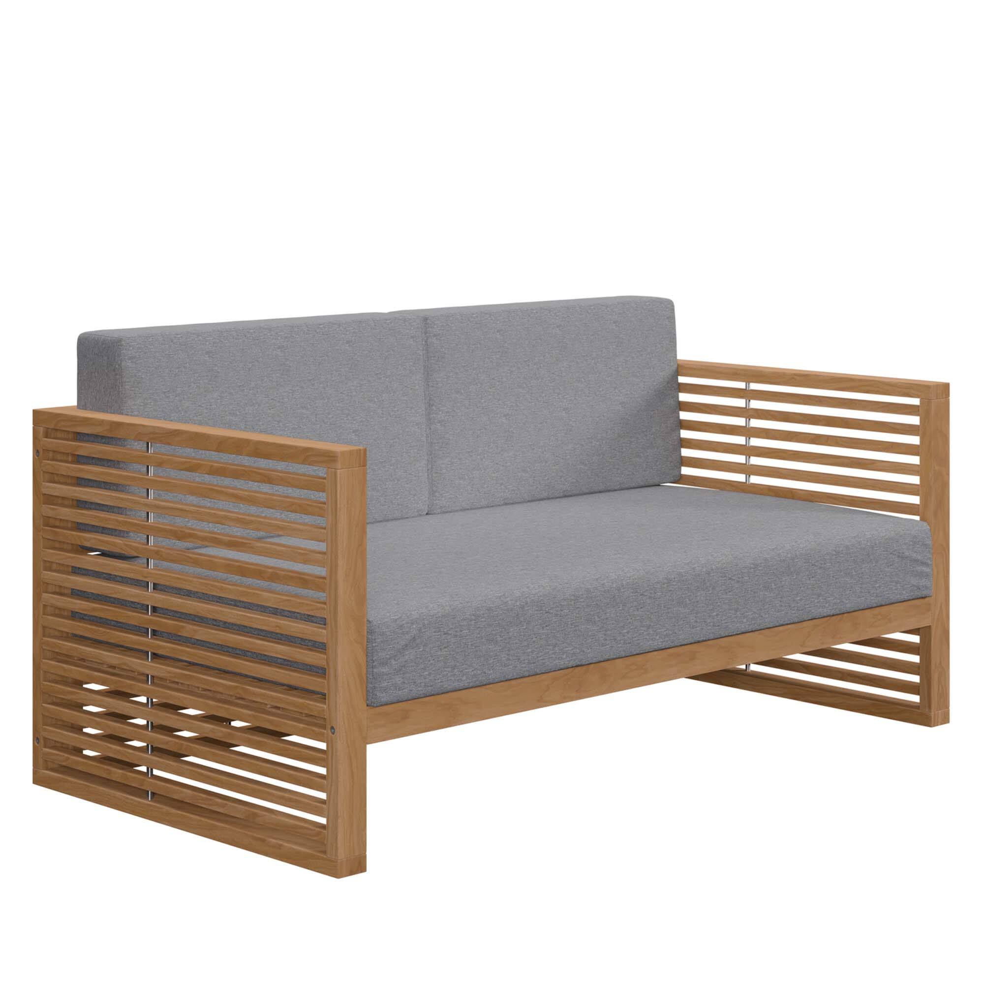 Alt View 1. Modway - Carlsbad 3-Piece Teak Wood Outdoor Patio Set - Grade A Premium Teak, All-Weather Cushions - Natural Gray.