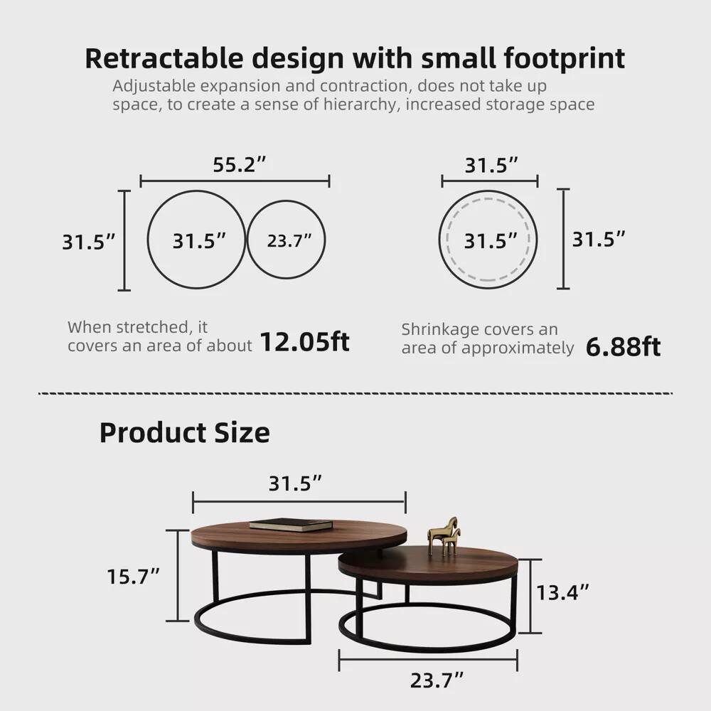 Retractable design with small footprint

Adjustable expansion and contraction, does not take up space, to create a sense of hierarchy, increased storage space

55.2" 31.5" 31.5" 31.5" 23.7"

When stretched, it covers an area of about 12.05ft

Shrinkage covers an area of approximately 6.88ft

Product Size

31.5" 15.7" 13.4" 23.7"