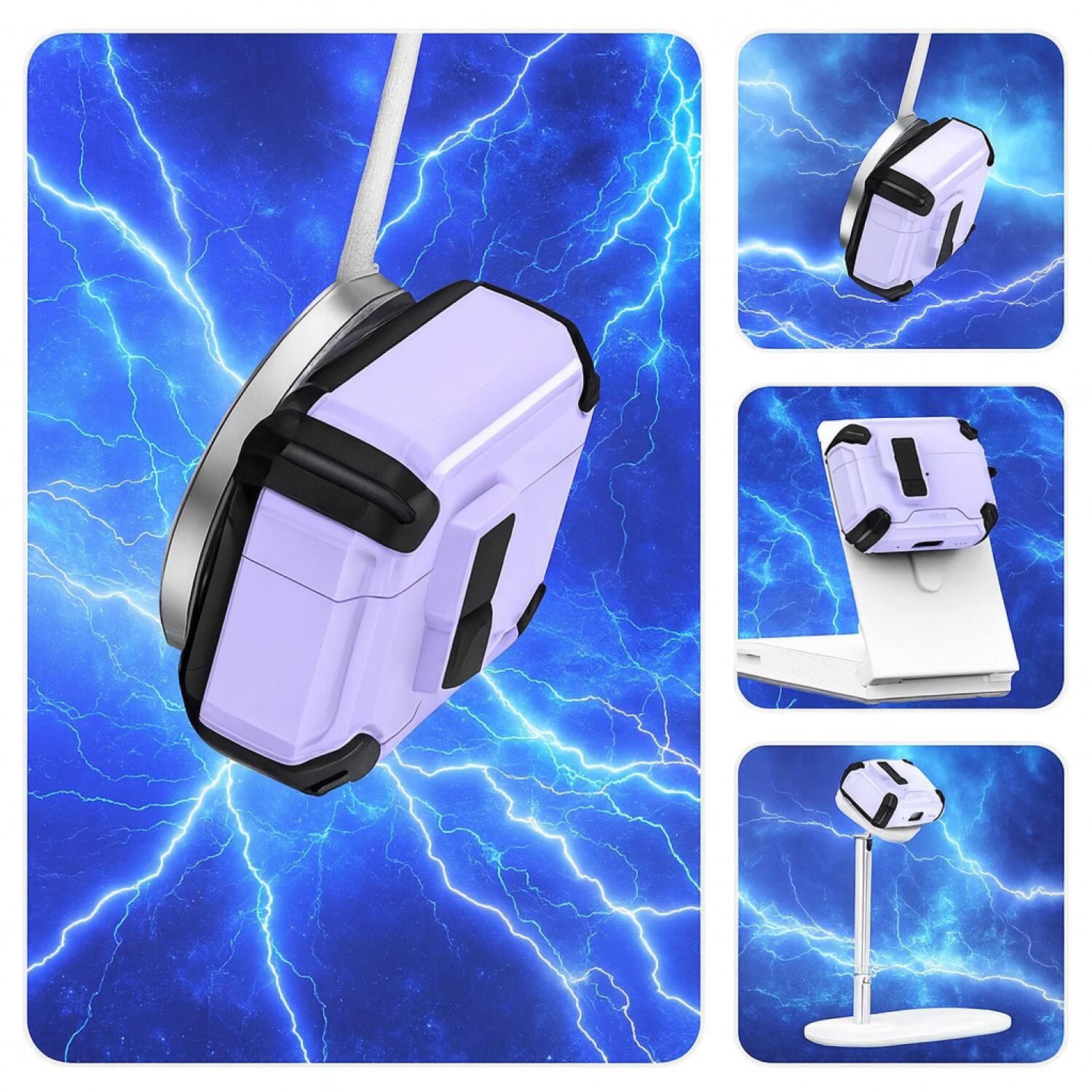 Alt View 1. SaharaCase - Apple Airpods Pro 3 Heavy Duty Case | Compatible with Magsafe | Secure Lock | Raider Series - Purple Orchid.