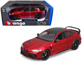 Alfa Romeo Giulia GTAm 1/18 Diecast Model Car by Bburago - Red Metallic with Carbon Top